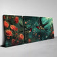 3pcs Charming Swallows Flying and Floral Roses Wall Art Set Canvas Framed 40x60cm - High Quality Print 100% Australian Made Wall Canvas Ready to Hang