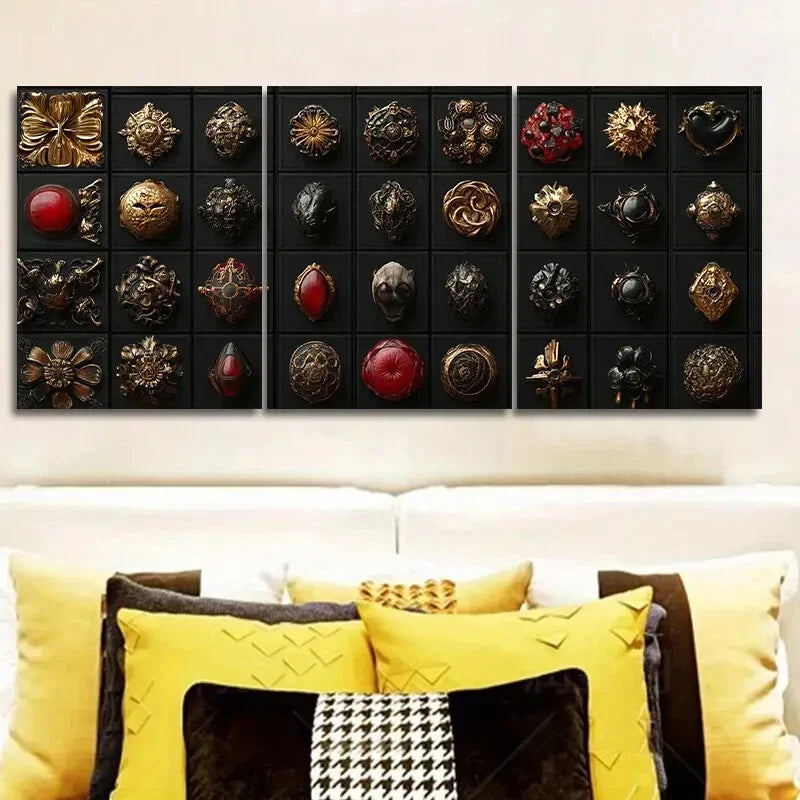 3pcs  Gothic jewelry wall Art Painting Metal Print Ready to Hang Art