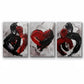 3pcs Modern Abstract Love And Sadness  Metal Print Ready to Hang Art