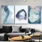 3pcs Blue Watercolor Marble Blue Metal Print Ready to Hang Art