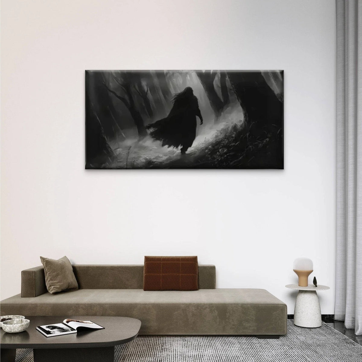 Man Walked Dark Shadow Wall Art Canvas Office Home Room Framed 80x45cm