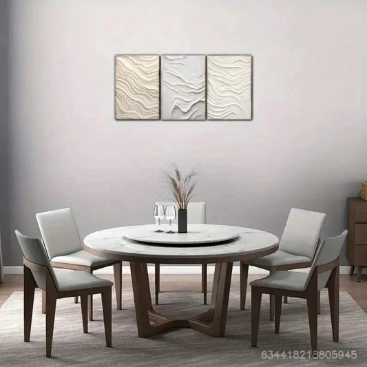 3pcs Abstract Wave Pattern, White Abstract Metal Print Ready to Hang Art