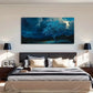 Surreal Glowing Blue Tree Moon Wall Art Canvas Office Home Room Framed 120x60cm