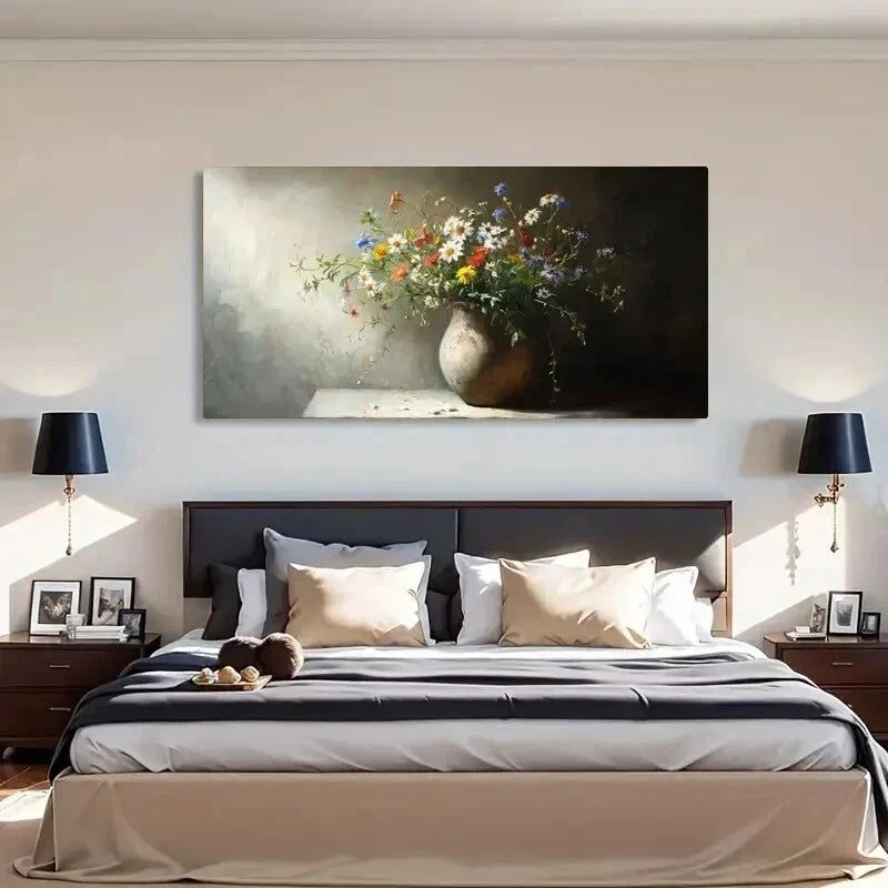 Modern Nature Vibrant Floral Wall Art Canvas Office Home Room Framed 120x60cm