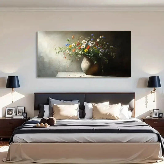 Modern Nature Vibrant Floral Wall Art Canvas Office Home Room Framed 120x60cm