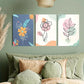 3pcs Minimalist Abstract Flower and Plant Leaf Metal Print Ready to Hang Art