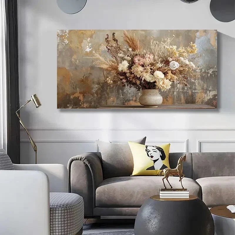 Vintage Farmhouse Floral Wall Art wall canvas office home room framed 80x45cm