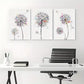 3pcs Dandelions & Watercolor Dots Floral Wilderness Drawings  Canvas Framed 40x60cm - High Quality Print 100% Australian Made Wall Canvas Ready to Hang