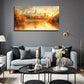 Golden Painting Wall Art Canvas Office Home Room Framed 80x45cm