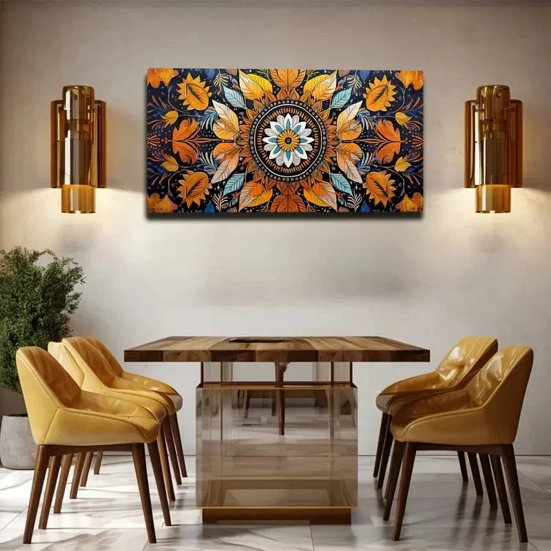 Bohemian Style Floral Abstract Wall Art Canvas Office Home Room Framed 80x45cm