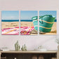 3pcs Beach Scene Vibrant Coastal Metal Print Ready to Hang Art