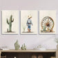 3pcs green cactus, cowboy boy western art Metal Print Ready to Hang Art