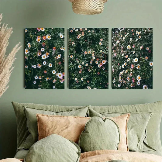 3pcs Beautiful Vine Flowers Metal Print Ready to Hang Art