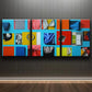 3pcs Colourful Fantasy Blocks Blue Themed Metal Print Ready to Hang Art