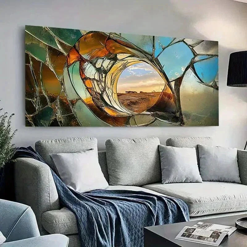 Shattered Glass Landscape wall canvas office home room framed 120x60cm