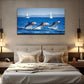 Jumping Dolphins Sailboats Wall Art Canvas Office Home Room Framed 80x45cm