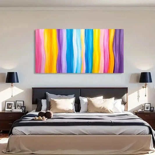 Abstract Stripes Colorful Wall Art Canvas Office Home Room Framed 120x60cm