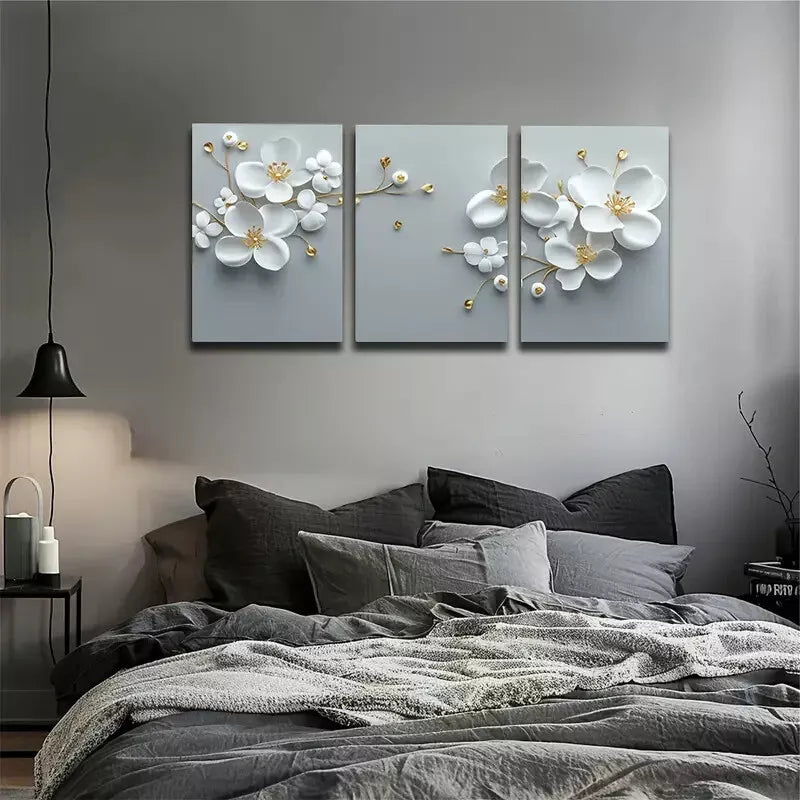 3pcs Three-Dimensional Plum Blossoms  Wall Art Set Canvas Framed 40x60cm - High Quality Print 100% Australian Made Wall Canvas Ready to Hang