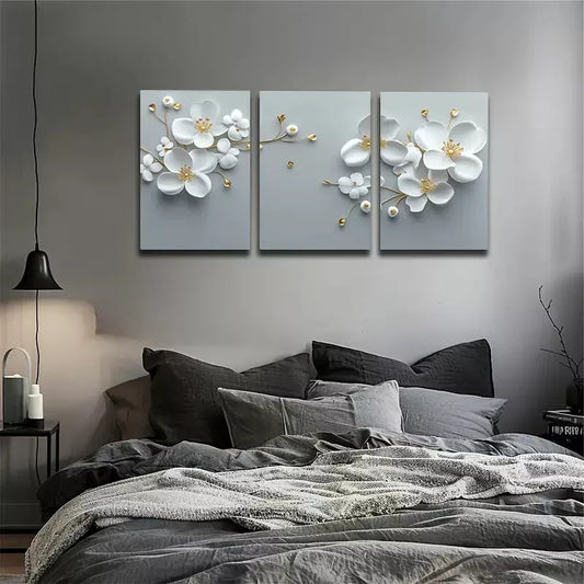 3pcs Three-Dimensional Plum Blossoms  Wall Art Set Canvas Framed 40x60cm - High Quality Print 100% Australian Made Wall Canvas Ready to Hang