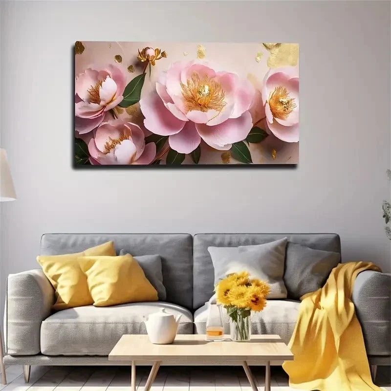 Vibrant Pink And Cream Flowers Wall Art Canvas Office Home Room Framed 120x60cm