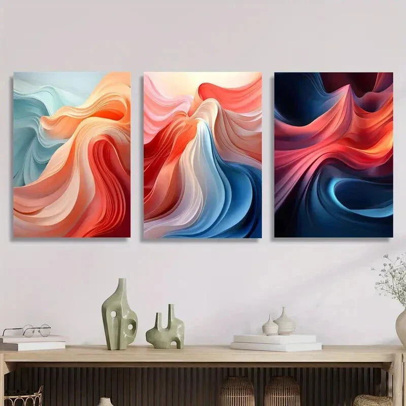 3pcs Modern Gradient Floral Designs Abstract Metal Print Ready to Hang Art