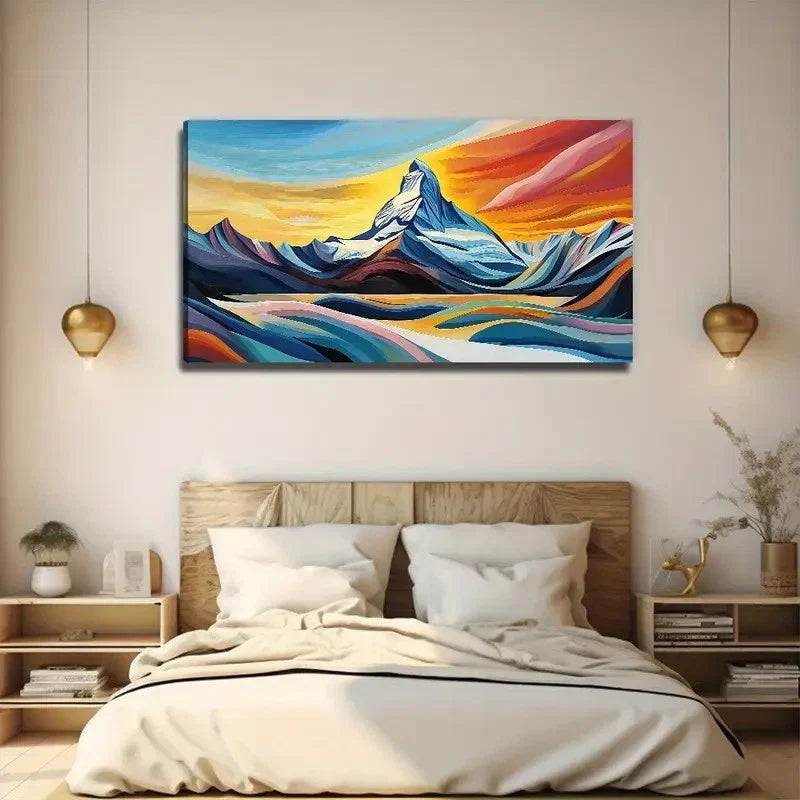 Snow Mountain Scenery Wall Art Canvas Office Home Room Framed 80x45cm