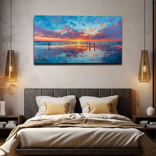 Sunset Afterglow Seascape Wall Art Canvas Office Home Room Framed 120x60cm