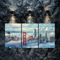 3pcs San Francisco Skyline Canvas Framed 40x60cm - High Quality Print 100% Australian Made Wall Canvas Ready to Hang