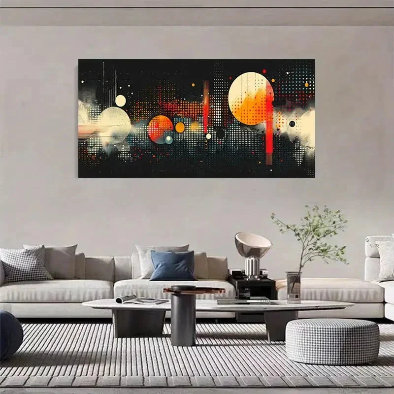 Vibrant Halftone Patterns Color Wall Art Canvas Office Home Room Framed 80x45cm