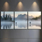 3pcs Two People Fishing By The Lake Metal Print Ready to Hang Art