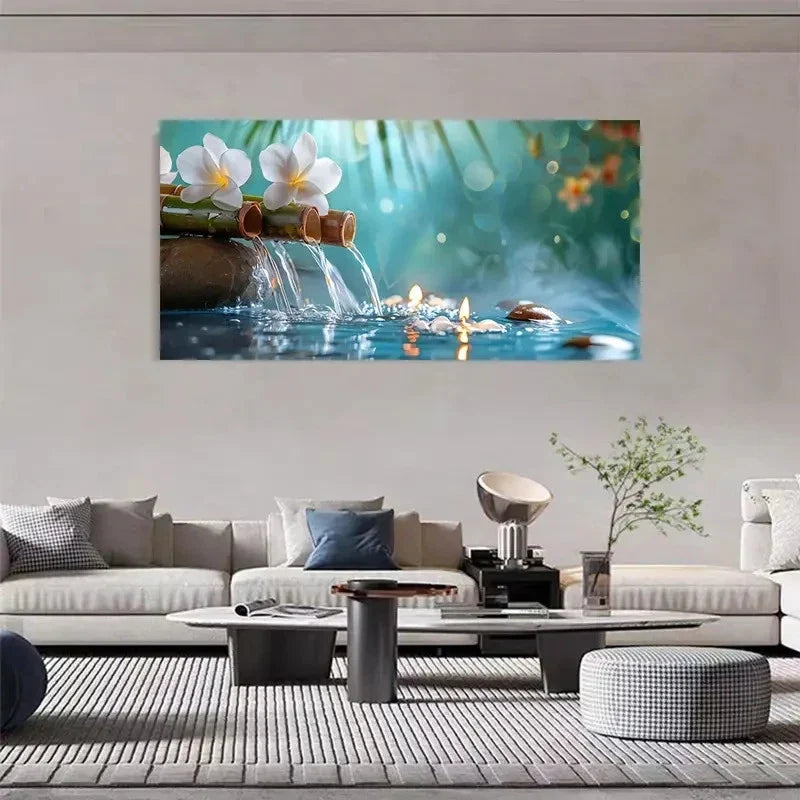 Serene Bamboo Forest & Orchid Z Wall Art Canvas Office Home Room Framed 80x45cm