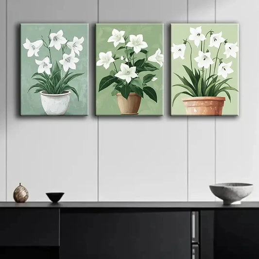 3pcs Elegant Floral Triptych Perfect Wall Art Set Canvas Framed 40x60cm - High Quality Print 100% Australian Made Wall Canvas Ready to Hang