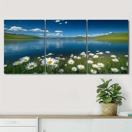 3pcs Serene Blue Sky & White Clouds Perfect Wall Art Set Canvas Framed 40x60cm - High Quality Print 100% Australian Made Wall Canvas Ready to Hang