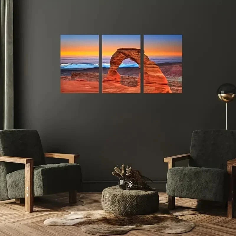 3pcs Delicate Arch Sunset Landscape Metal Print Ready to Hang Art