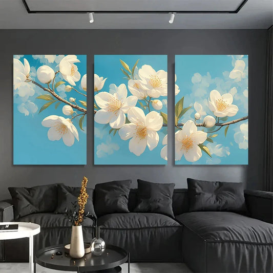 3pcs Modern Floral Decoration Metal Print Ready to Hang Art