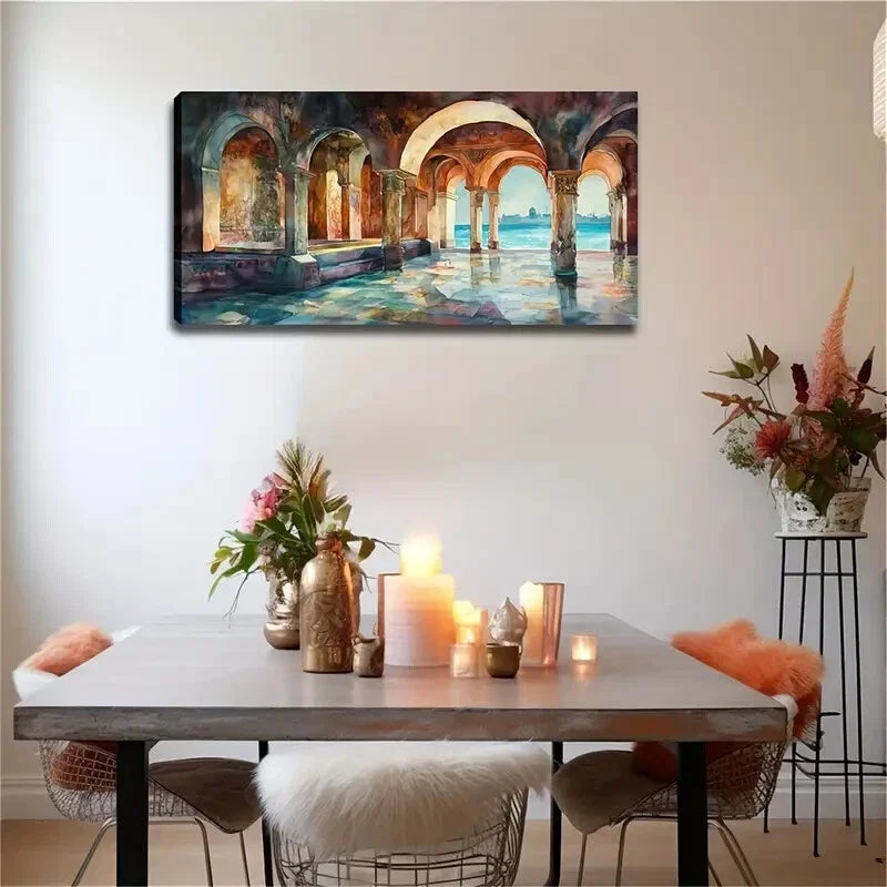 Semi-Circular Roof Cabin Scenes Wall Art Canvas Office Home Room Framed 120x60cm