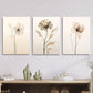 3pcs Retro minimalist floral illustration,Metal Print Ready to Hang Art