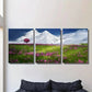 3pcs Mountain & Wildflowers Landscape, Metal Print Ready to Hang Art