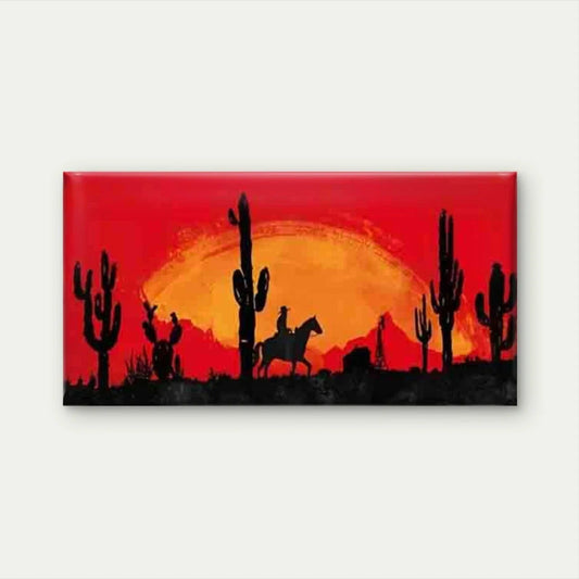 Southwest Landscape with Cacti Wall Art Canvas Office Home Room Framed 80x45cm