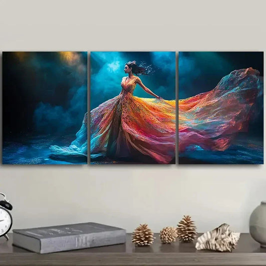 3pcs Girls dancing in the light Metal Print Ready to Hang Art