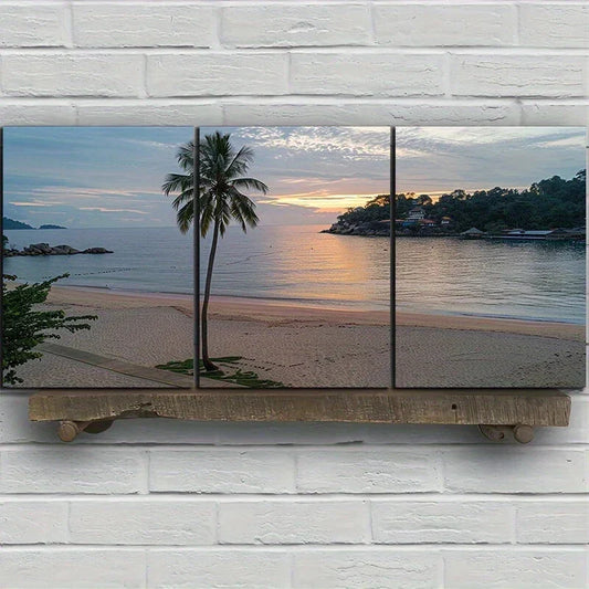 3pcs Beautiful Coconut Tree Style Metal Print Ready to Hang Art
