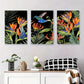 3pcs Tropical Hummingbird and Strelitzia Birds Metal Print Ready to Hang Art