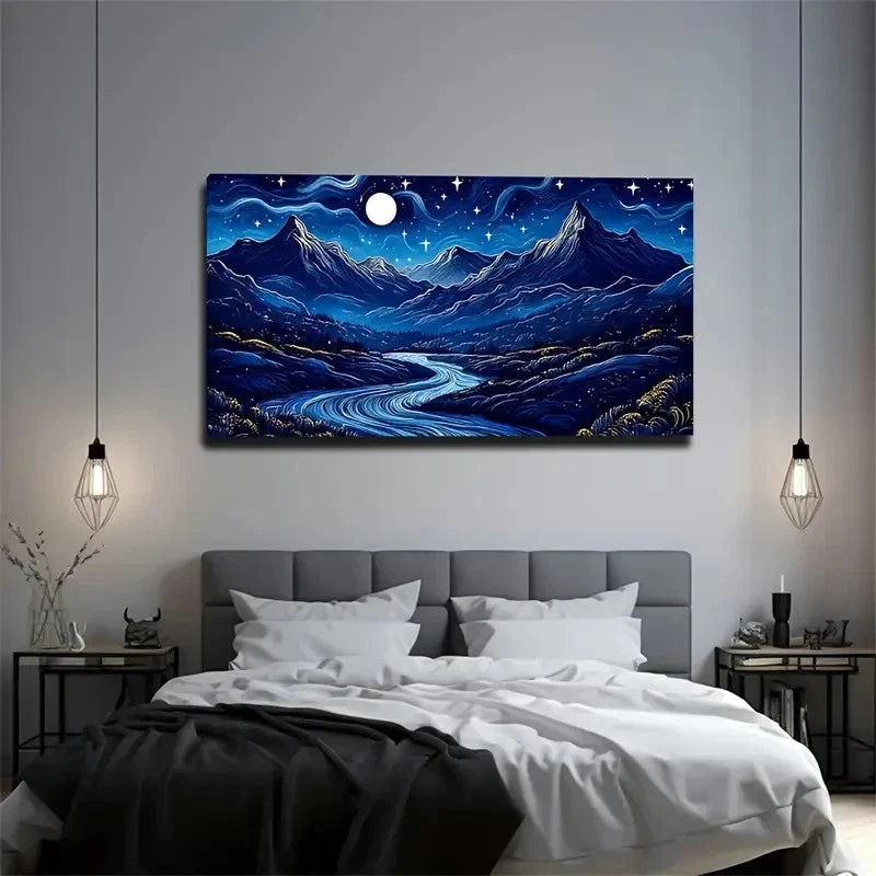 Quality Mountain And River Wall Art Canvas Office Home Room Framed 80x45cm