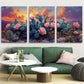 3pcs Colorful Mexican Cactus with Florals Metal Print Ready to Hang Art
