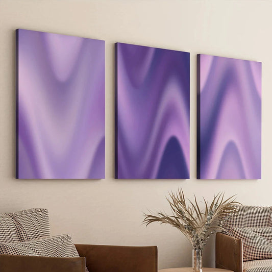 3pcs Purple Gradient Spiritual Colourful White Wall Art Set Canvas Framed 40x60cm - High Quality Print 100% Australian Made Wall Canvas Ready to Hang