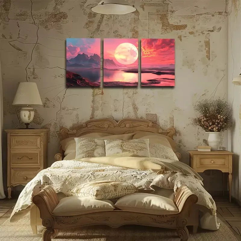 3pcs Features a Large Sun And Ground, Wall Art Set Canvas Framed 40x60cm - High Quality Print 100% Australian Made Wall Canvas Ready to Hang