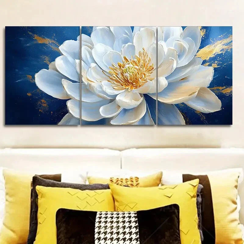 3pcs Oversized white flowers Metal Print Ready to Hang Art