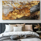Abstract Golden Graffiti Modern Wall Art Canvas Office Home Room Framed 80x45cm
