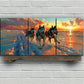 3pcs Running Dog Sled Sunset Clouds Metal Print Ready to Hang Art