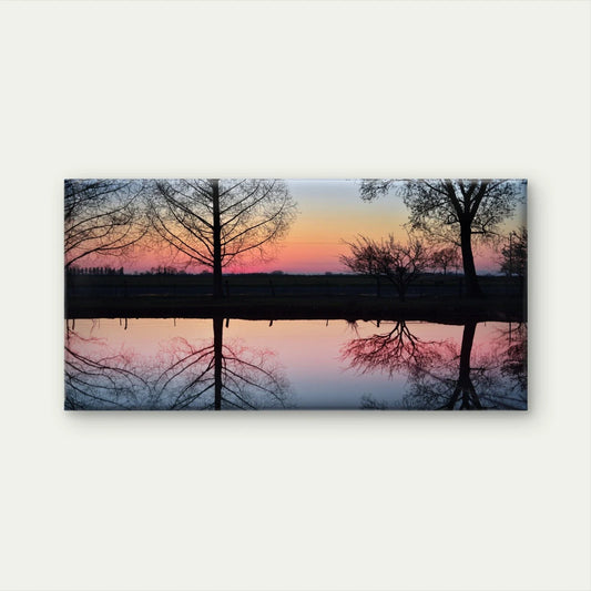 Sunset Landscape Lake Reflection Wall Art Canvas Office Home Framed 80x45cm